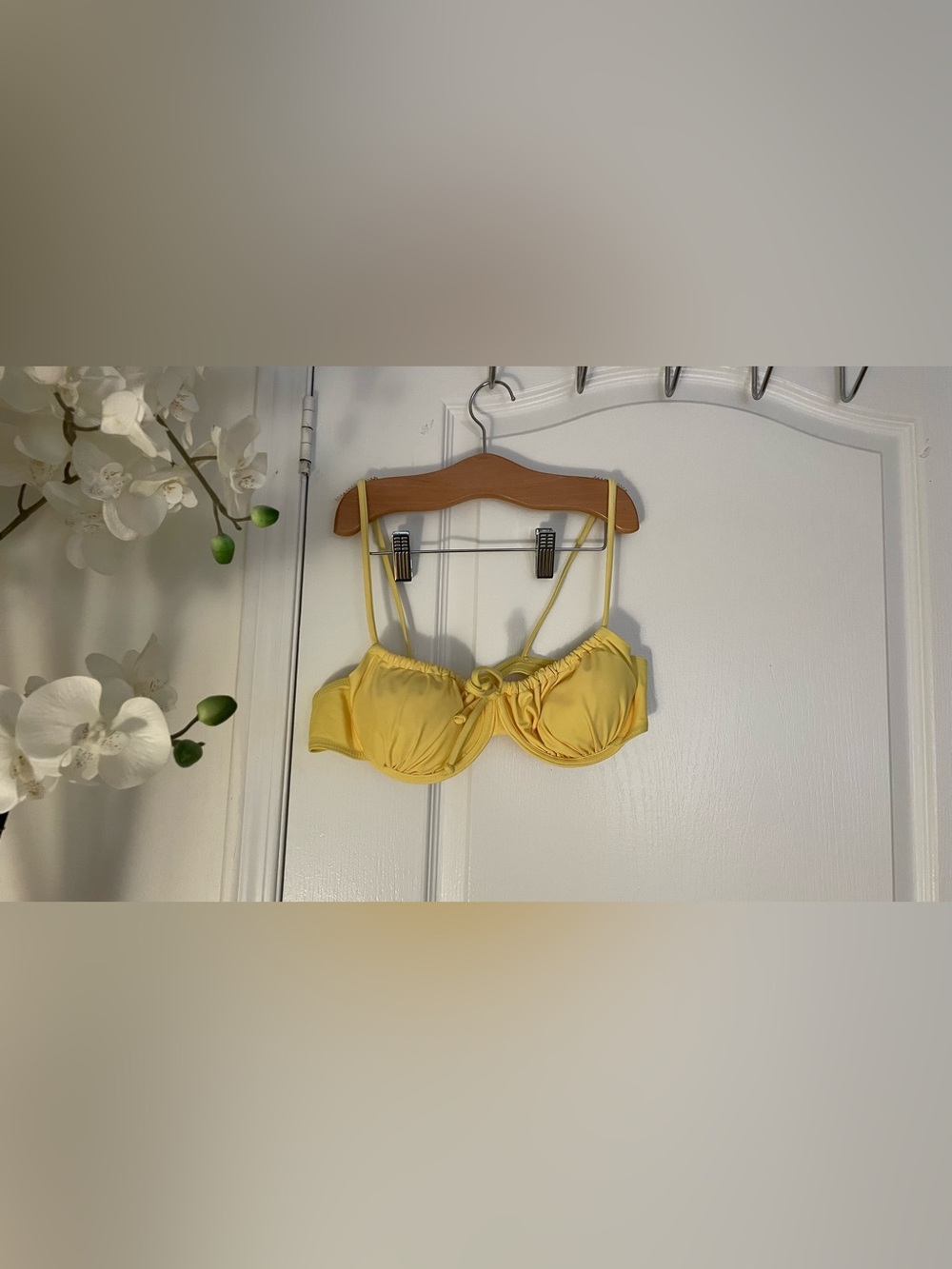 Yellow Ruched Underwire Bikini Top